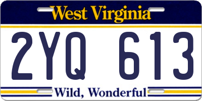 WV license plate 2YQ613