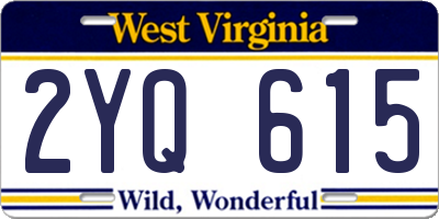 WV license plate 2YQ615