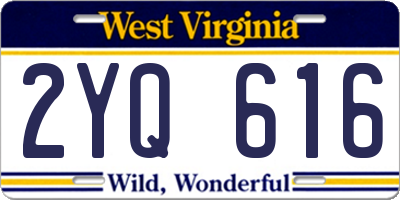 WV license plate 2YQ616