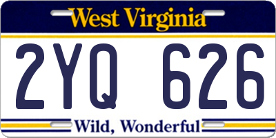 WV license plate 2YQ626