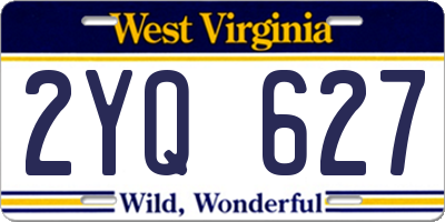 WV license plate 2YQ627