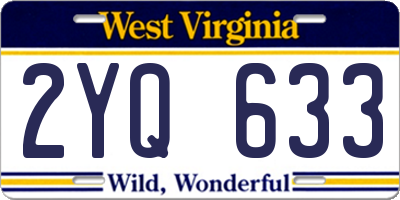 WV license plate 2YQ633