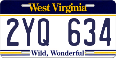 WV license plate 2YQ634