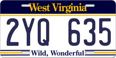 WV license plate 2YQ635