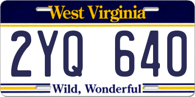 WV license plate 2YQ640