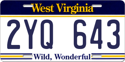 WV license plate 2YQ643