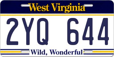 WV license plate 2YQ644