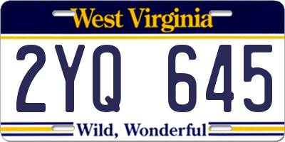 WV license plate 2YQ645