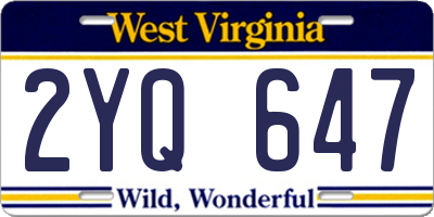 WV license plate 2YQ647