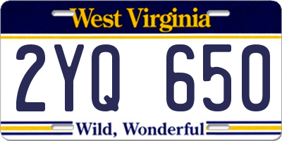 WV license plate 2YQ650