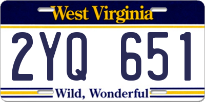 WV license plate 2YQ651