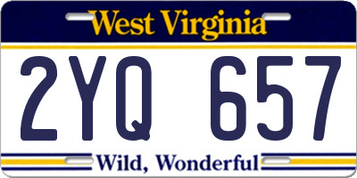 WV license plate 2YQ657