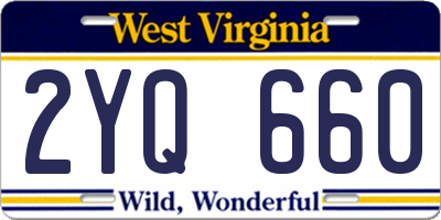 WV license plate 2YQ660
