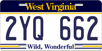 WV license plate 2YQ662