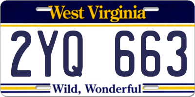 WV license plate 2YQ663