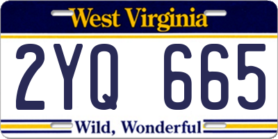 WV license plate 2YQ665