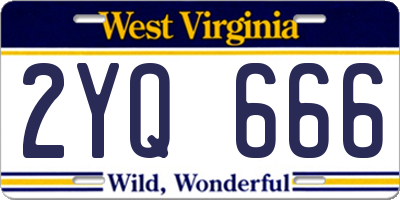 WV license plate 2YQ666