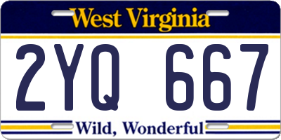WV license plate 2YQ667
