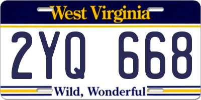WV license plate 2YQ668