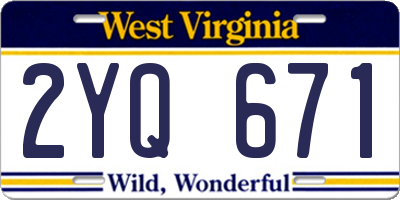 WV license plate 2YQ671