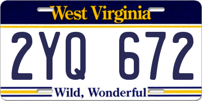 WV license plate 2YQ672