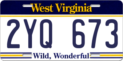 WV license plate 2YQ673