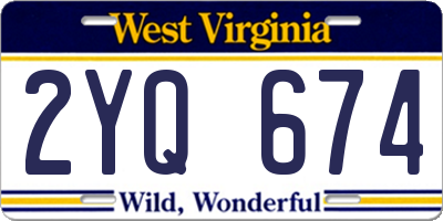 WV license plate 2YQ674