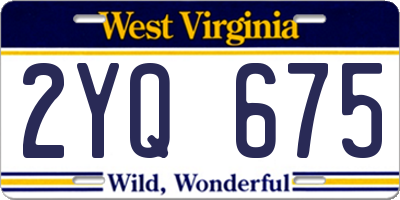 WV license plate 2YQ675