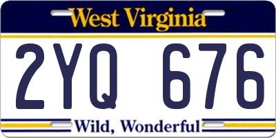 WV license plate 2YQ676