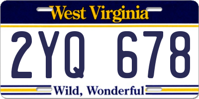 WV license plate 2YQ678