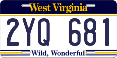 WV license plate 2YQ681