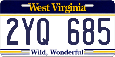 WV license plate 2YQ685