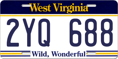 WV license plate 2YQ688
