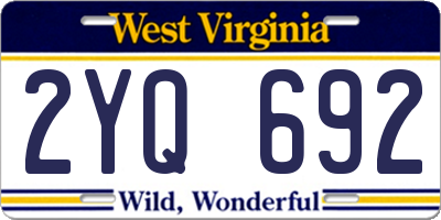 WV license plate 2YQ692