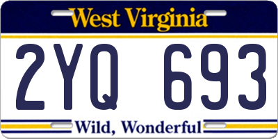 WV license plate 2YQ693