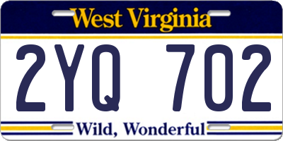 WV license plate 2YQ702