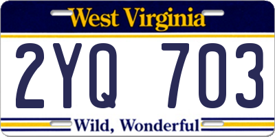 WV license plate 2YQ703