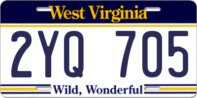 WV license plate 2YQ705