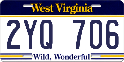 WV license plate 2YQ706