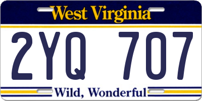 WV license plate 2YQ707