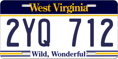 WV license plate 2YQ712