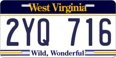 WV license plate 2YQ716