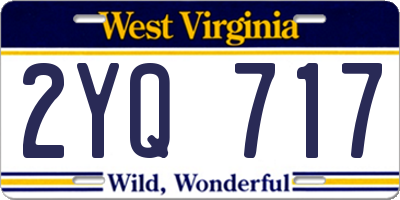 WV license plate 2YQ717