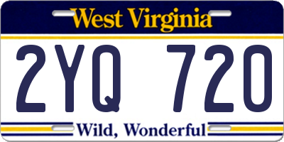 WV license plate 2YQ720