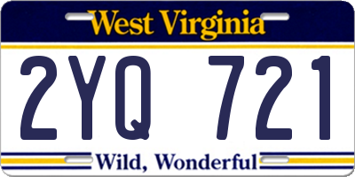 WV license plate 2YQ721