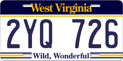 WV license plate 2YQ726