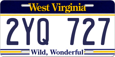 WV license plate 2YQ727