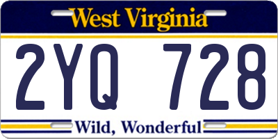 WV license plate 2YQ728