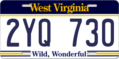 WV license plate 2YQ730