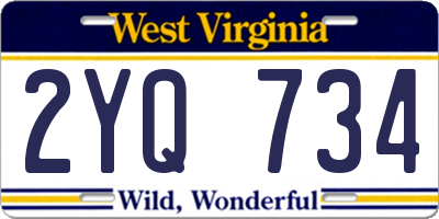 WV license plate 2YQ734